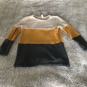 Colorblock Waffle Knit Sweater